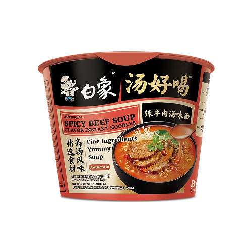 Baixiang Spicy Beef Noodle Bowl (白象香辣牛肉麵碗裝)