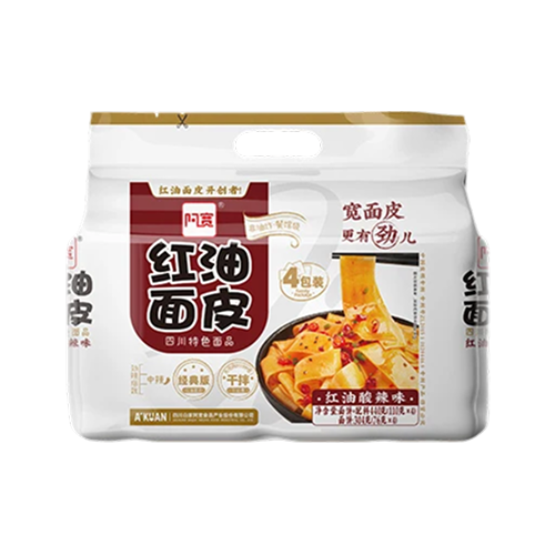 Baijia A-Kuan Hot & Sour Broad Noodles Multipack (白家阿寬酸辣紅油面皮4包裝)