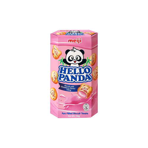 Meiji Hello Panda Biscuits with Strawberry Cream (明治小熊夾心餅乾草莓味50克)