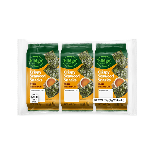 Bibigo Roasted Seasoned Seaweed Sesame Flavour (必品閣芝麻味調味海苔 3x5克)