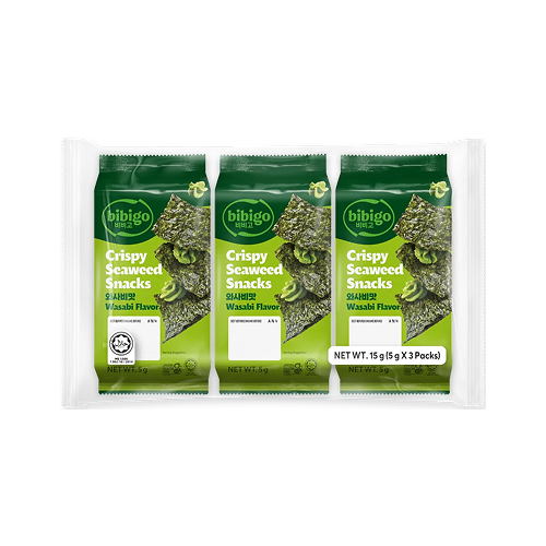 Bibigo Roasted Seasoned Seaweed Wasabi Flavour (必品閣芥末味調味海苔 3x5克)