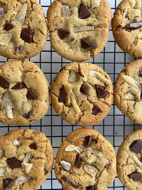 Stem Ginger & Dark Chocolate Cookies