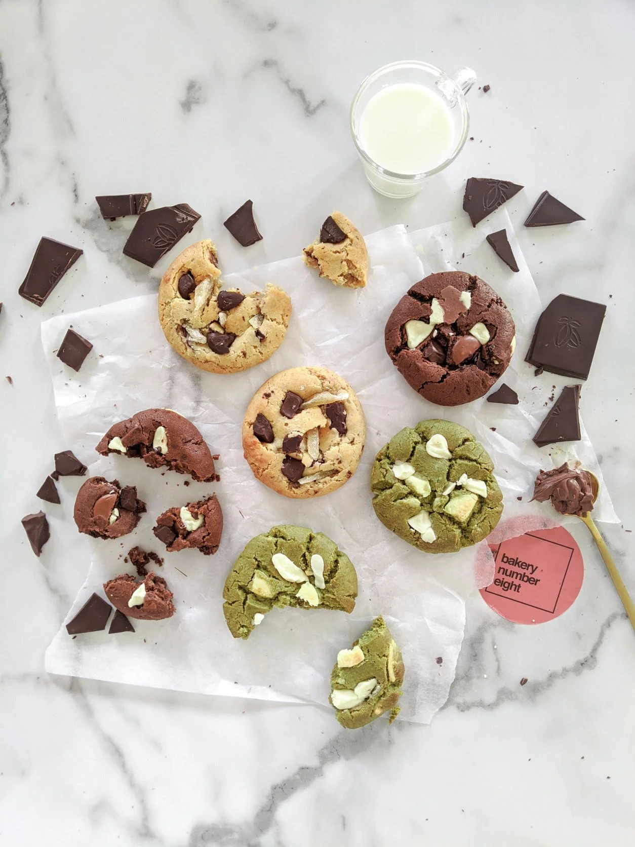 Mixed Box: Triple Choc-Chip & Matcha Kukkii (Japanese Green Tea)