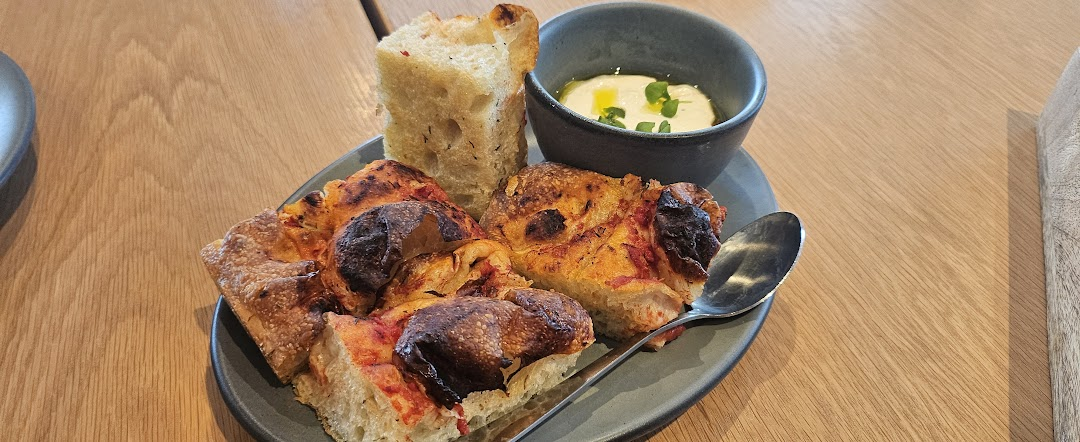 Starter: Tomato Provencal Focaccia Stracciatella & Tapenade