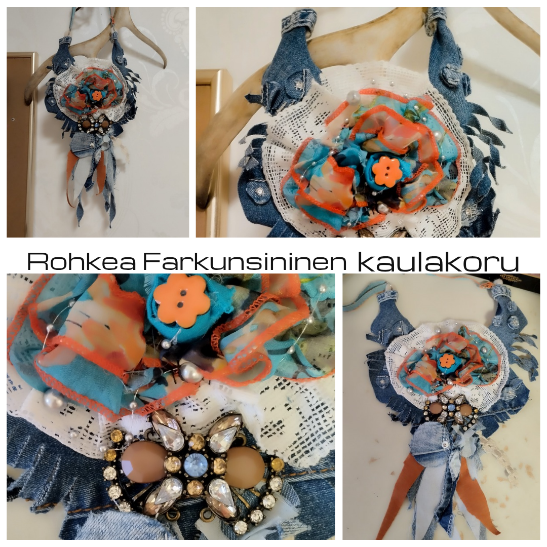 Rohkea Farkunsininen boheemityylinen kaulakoru 