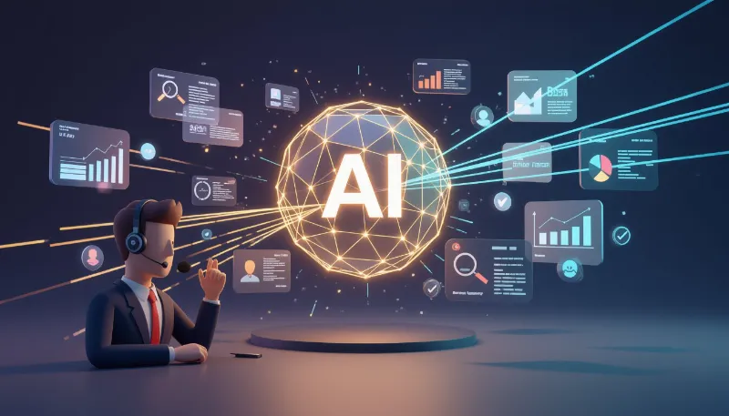 Sales rep using AI on his phone in his car