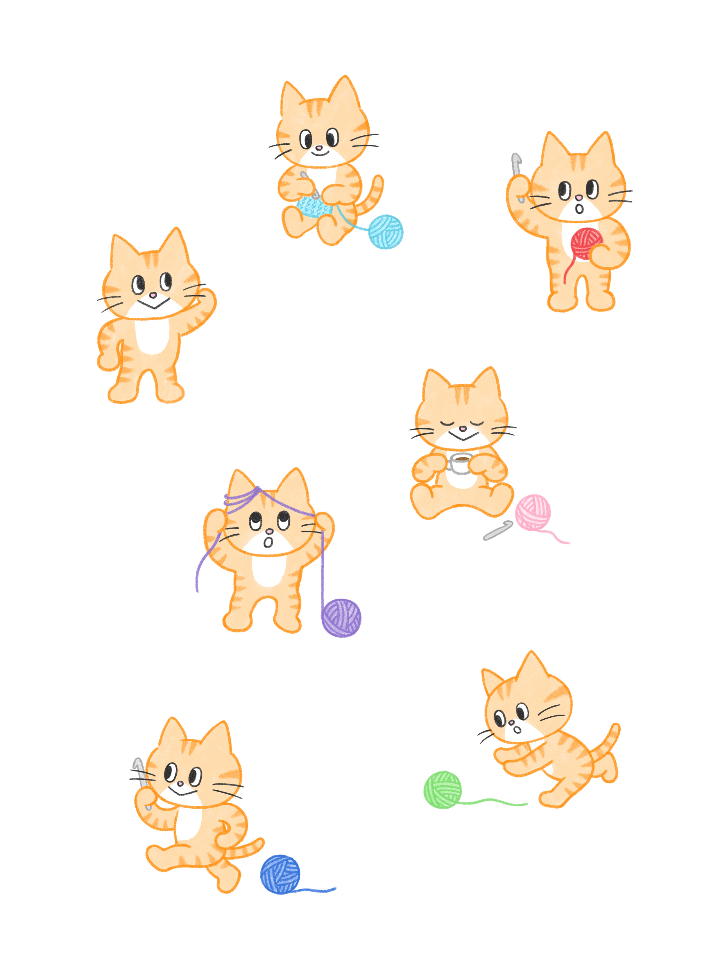 かぎ針で編んでみよう　かぎ針で編んでみよう　1・2・3巻　ねこのキャラクターを描きました