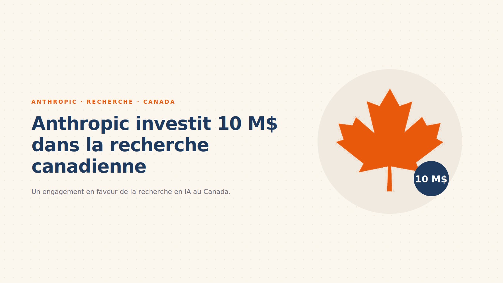 Anthropic investit 10 millions de dollars dans la recherche canadienne en IA