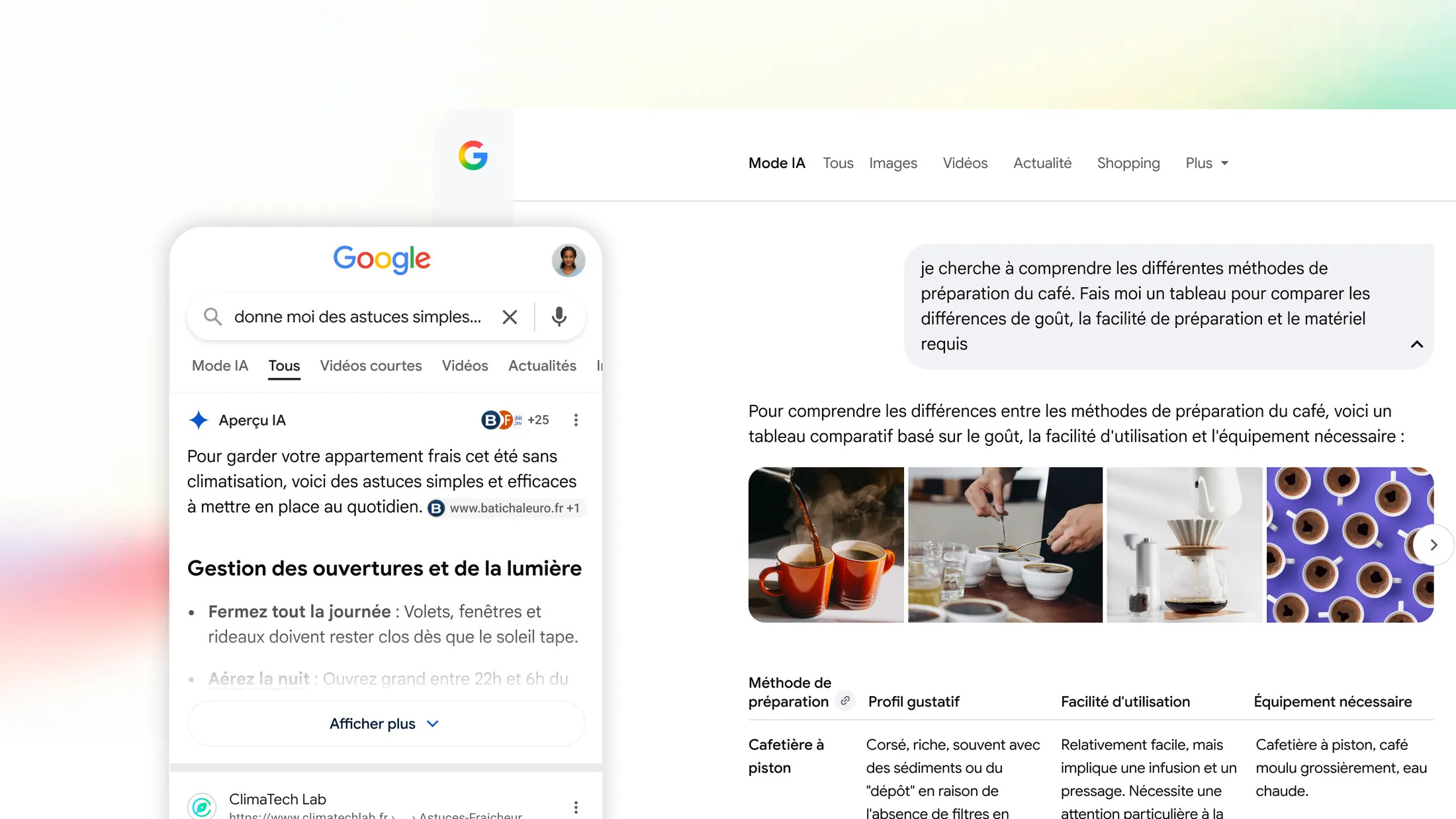 Google lance les Aperçus IA et le Mode IA en France