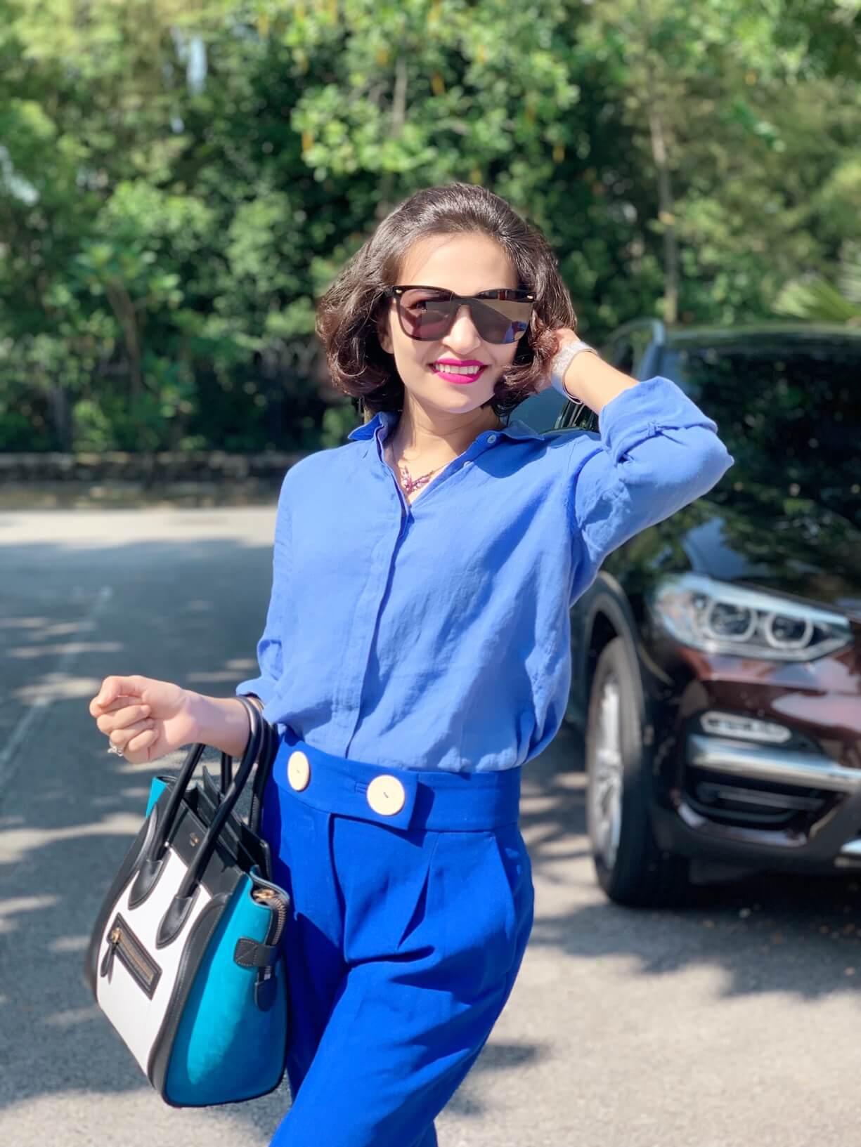 blue shirt and pant borna