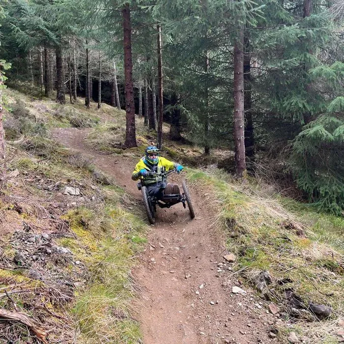 Adaptive MTB rider at Tarland Trails – iBikeRide