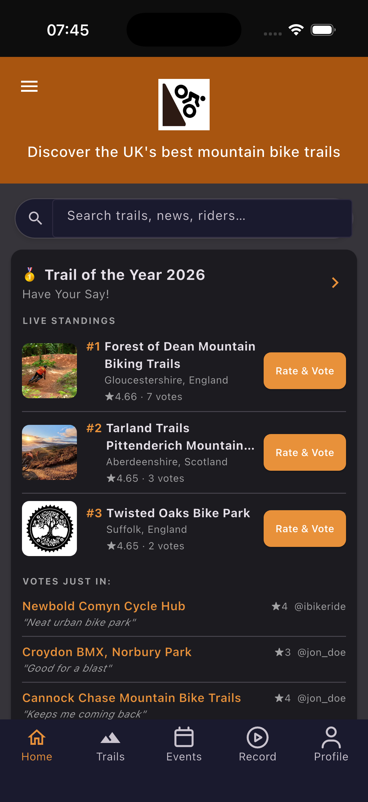 Dark mode support in the iBikeRide app
