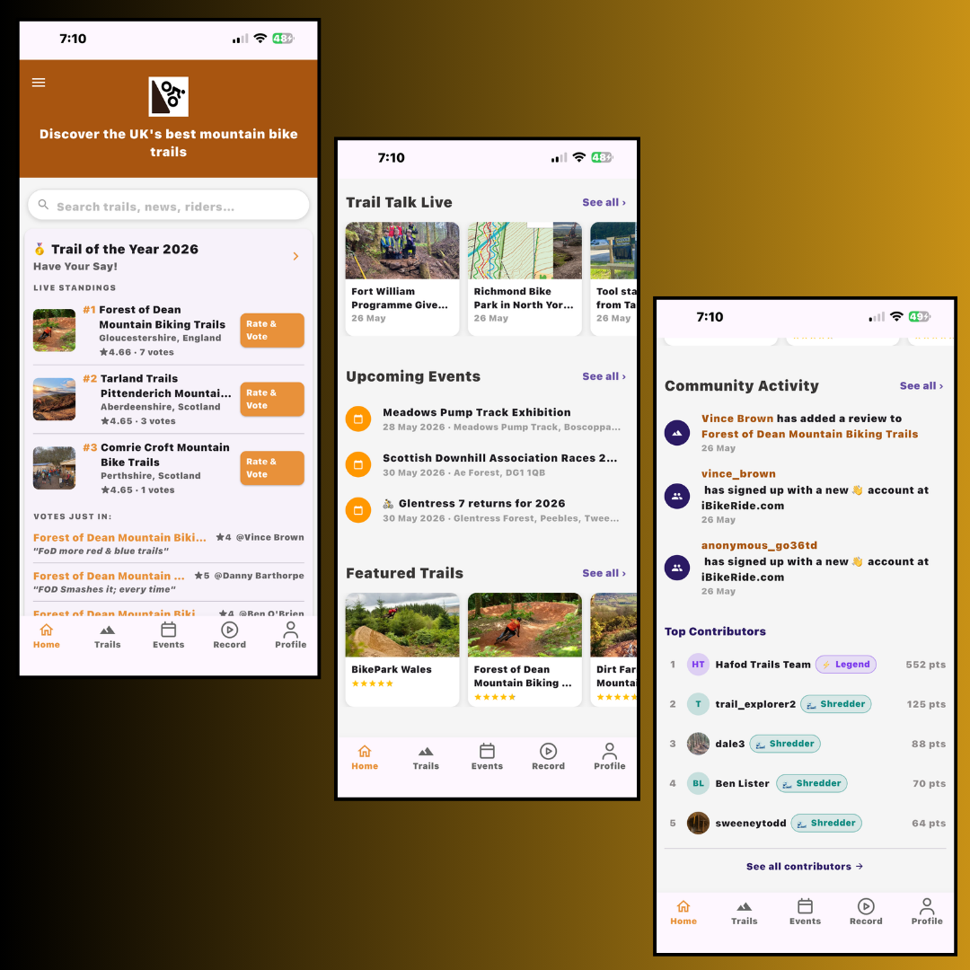 iBikeRide launches major app redesign focused on trail discovery and the UK MTB community scene