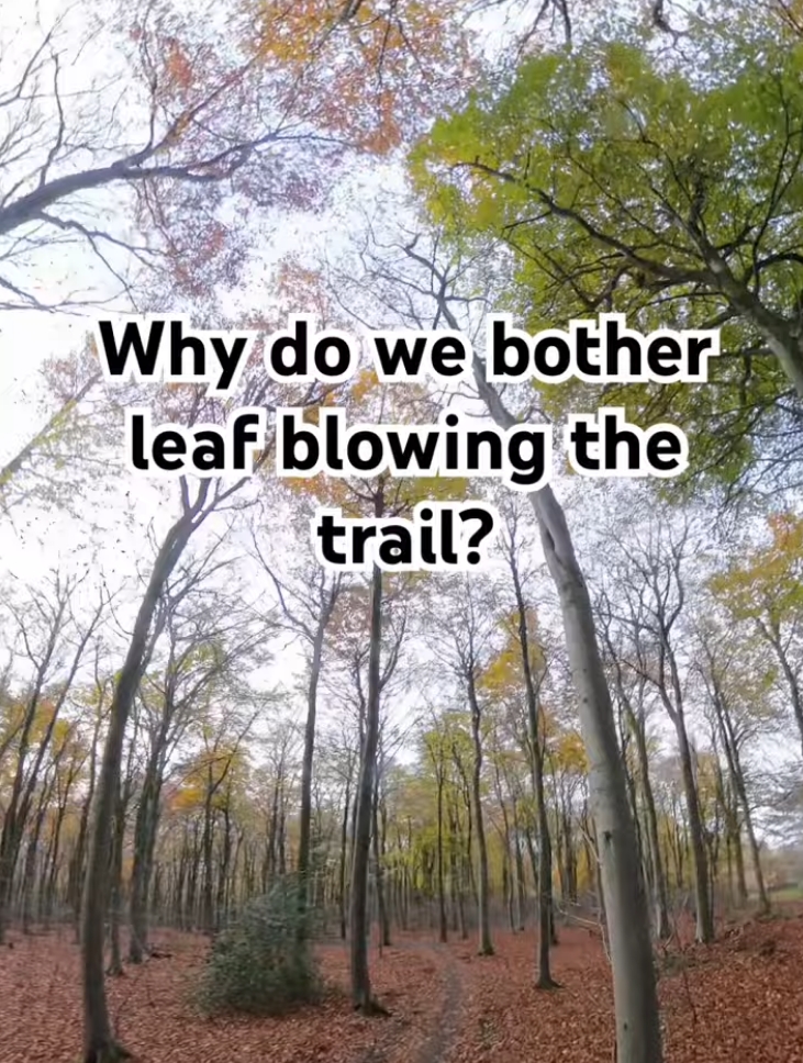 Leaf blowing is a key part of trail maintenance