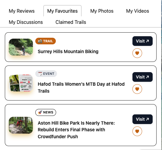 New Feature: Save Your Favourite Trails, News & Events on iBikeRide