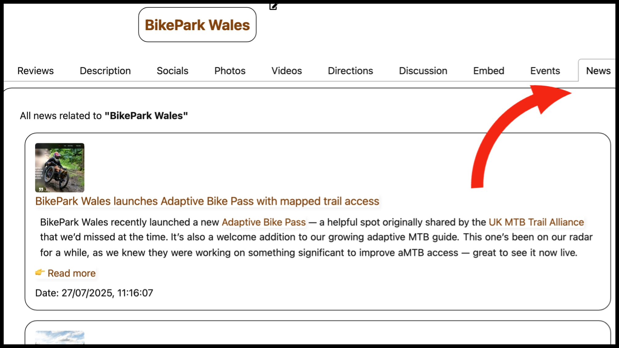 Trail listings just got bigger: News tab now added