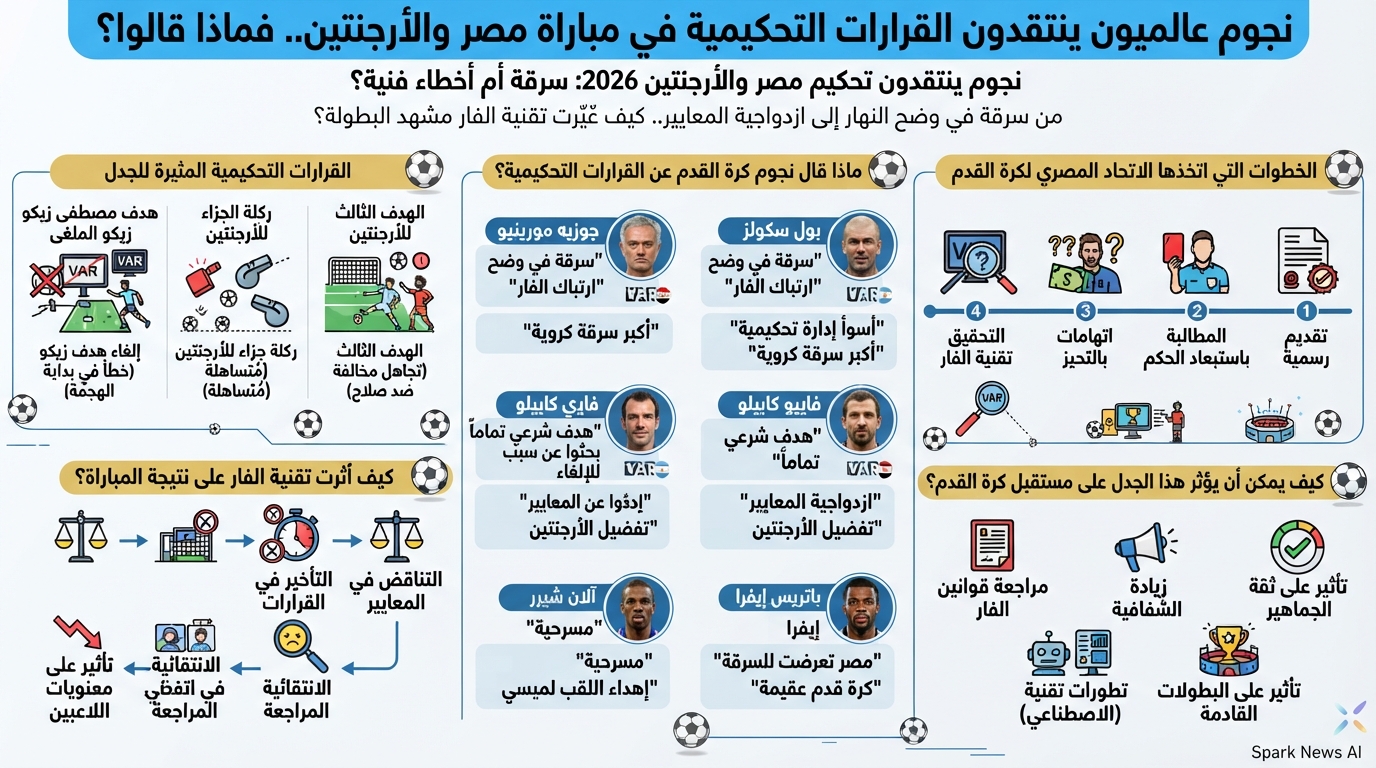 تحليل عميق: لماذا أثارت قرارات مباراة مصر والأرجنتين غضب نجوم كرة القدم العالمية؟