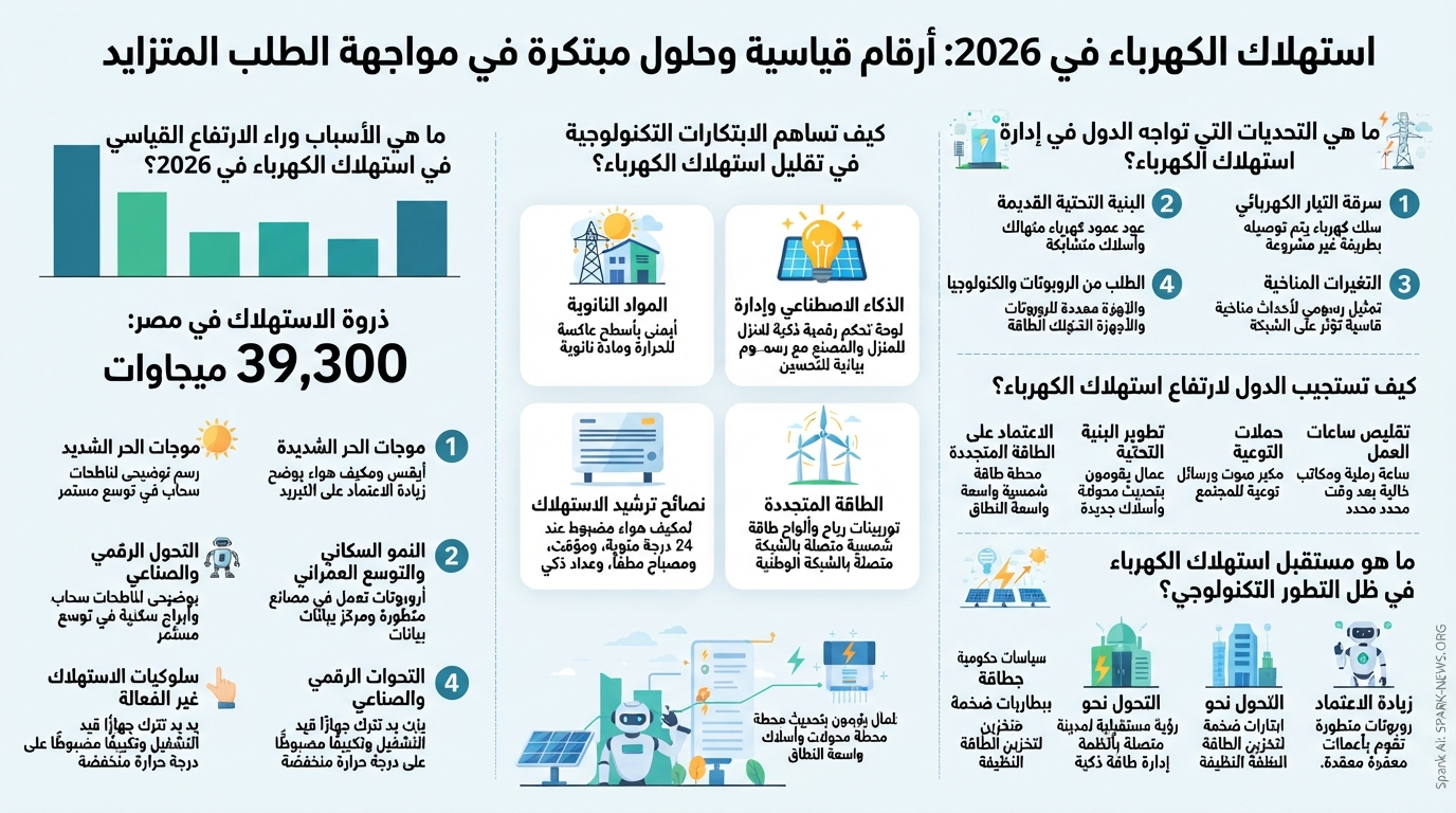 استهلاك الكهرباء في 2026: أرقام قياسية وحلول مبتكرة في مواجهة الطلب المتزايد