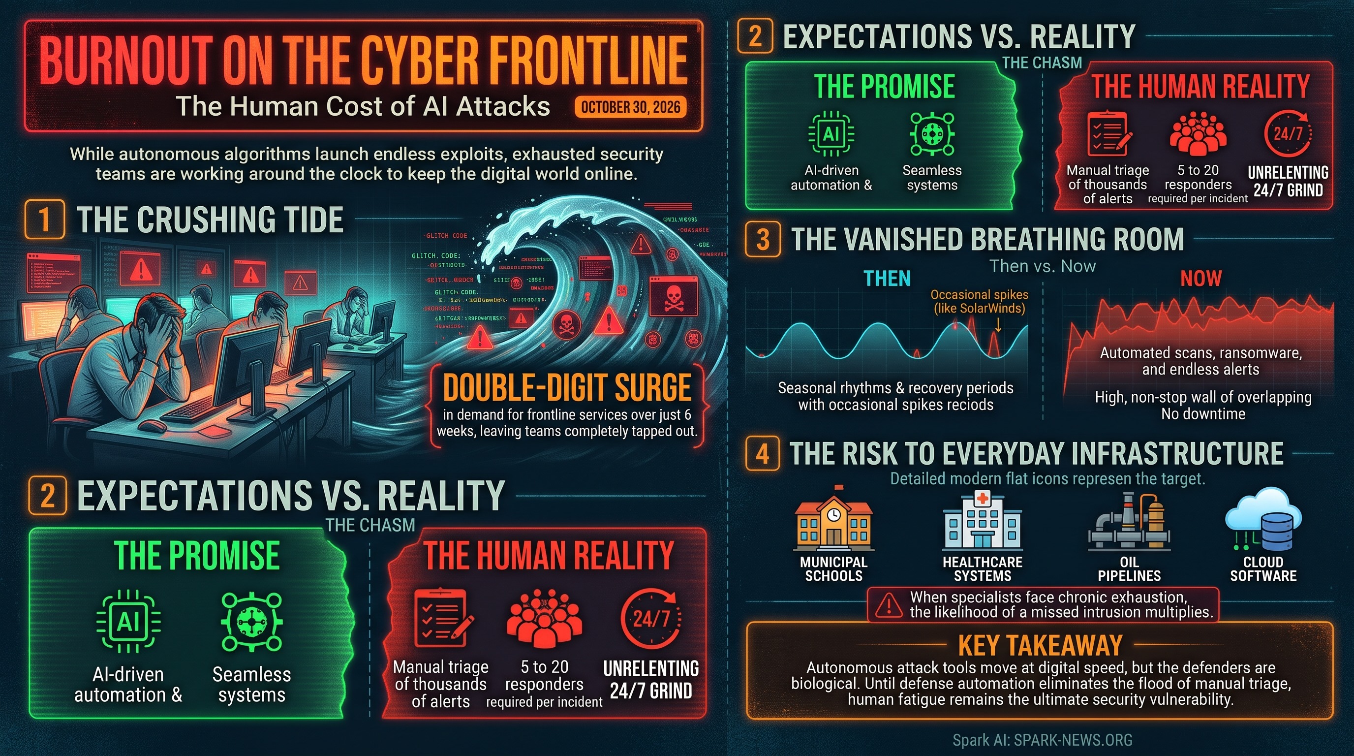 Burnout on the Cyber Frontline: The Human Cost of AI Attacks
