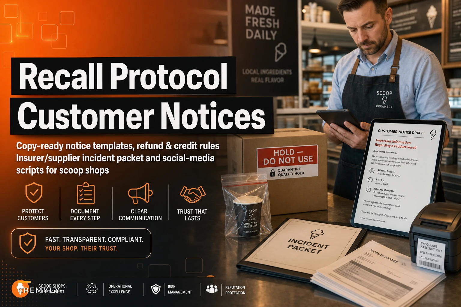 Compact recall and customer-notice protocol for quality incidents