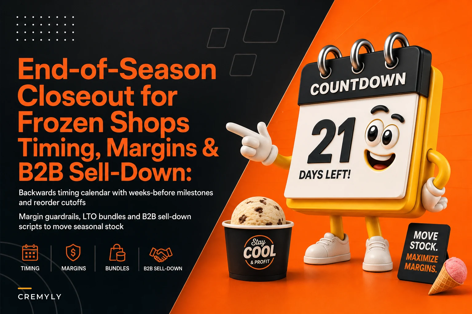 End‑of‑season closeout for frozen shops: timing calendar, margin guardrails and B2B sell‑down scripts