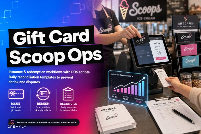 Gift‑card operations for scoop shops: issuance, redemption workflows and daily reconciliation templates to prevent shrink