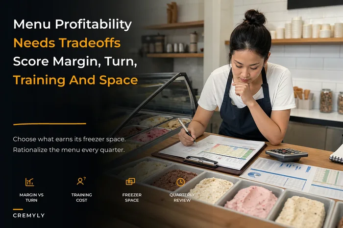 Menu profitability framework for single-location scoop shop owners