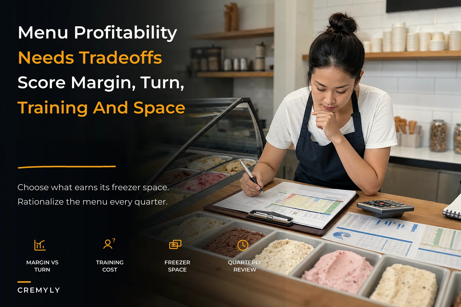 Menu profitability framework for single-location scoop shop owners
