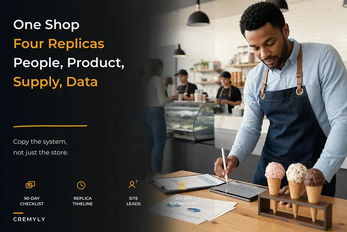 Scale a single scoop shop into a small multi‑location chain: a four‑layer replication map and 90‑day new‑site checklist