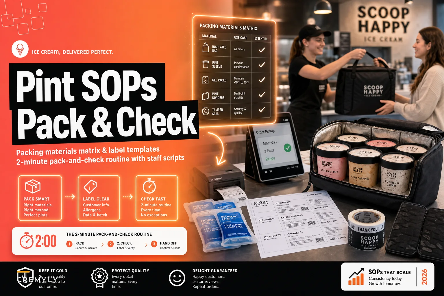 Take-home pint SOPs: packing materials, label templates and a 2-minute pack-and-check routine
