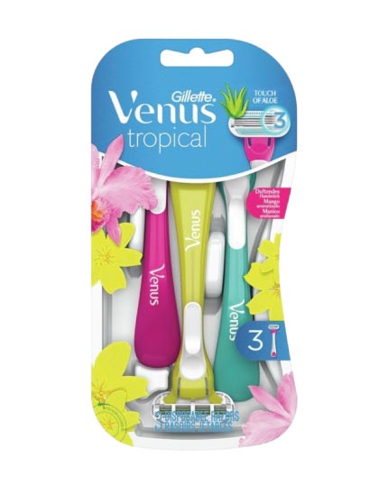 GILLETTE VENUS TROPICAL DISPOSABLE RAZORS PACK OF 3