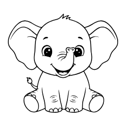 Baby Elephant coloring page: An elephant with a raised trunk.