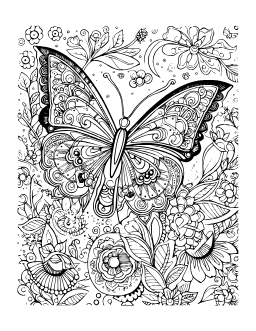 Butterfly Garden coloring page: A butterfly garden