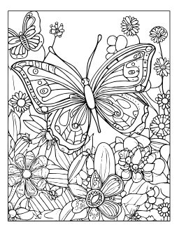 Butterfly Garden coloring page: A butterfly garden