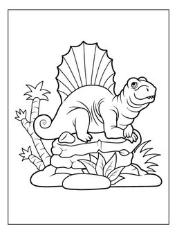 Cute Dino on Rocks coloring page: Cute Dino on Rocks