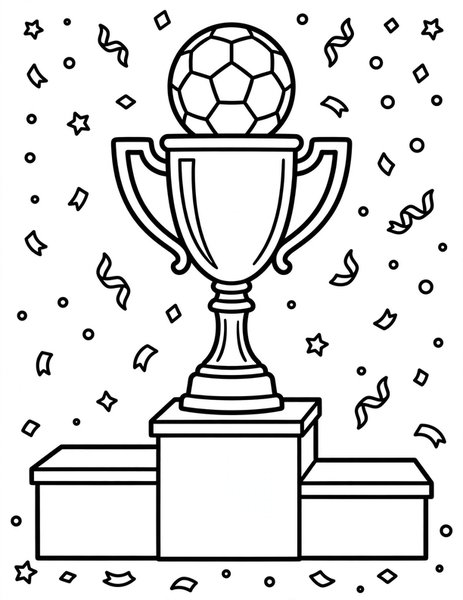 Soccer Trophy coloring page: A golden trophy waits for the winners.