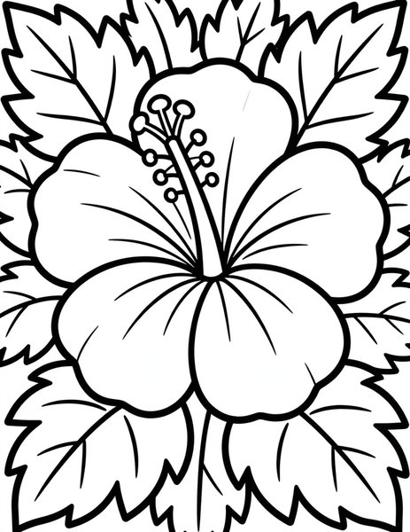 Hibiscus Splash coloring page: A giant hibiscus opens wide.