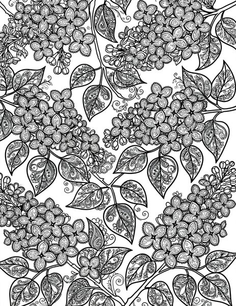 Detailed Lilac Lace coloring page: Lilacs with lace-edged petals.