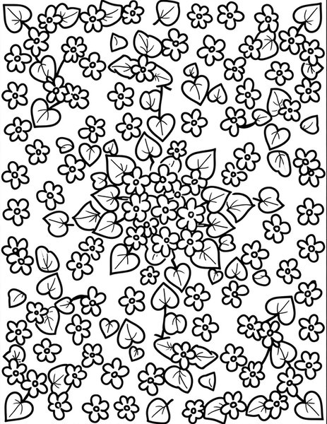 Violet Posy coloring page: A tiny posy of violets.
