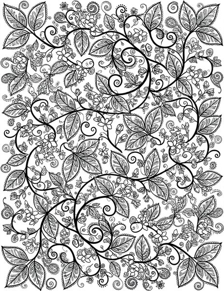 Detailed Jasmine Jungle coloring page: Jasmine vines tangle in detail.