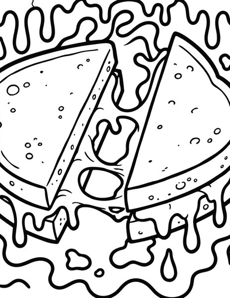 Grilled Cheese coloring page: A golden grilled cheese sandwich cut in half.