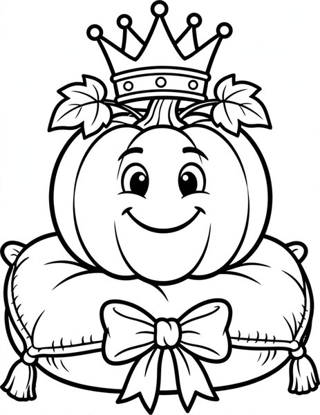 Pumpkin King coloring page: A pumpkin wears a golden crown.