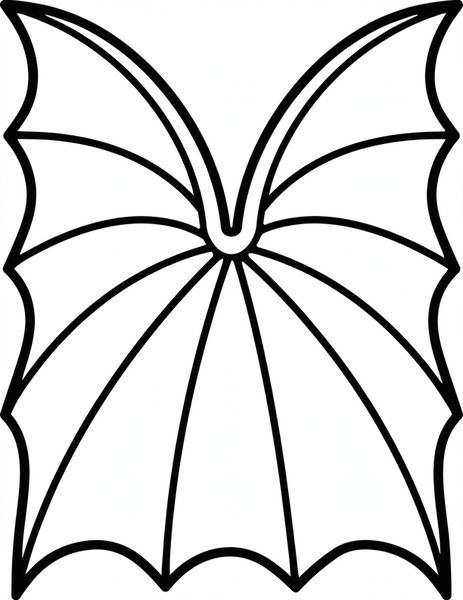 Bat Wings coloring page: A pair of big bat wings spread wide.