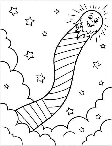 Candy Comet coloring page: A comet with a candy tail streaks by.