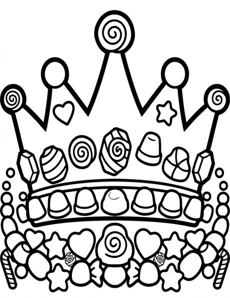 Candy Crown coloring page: A crown made of candy jewels.