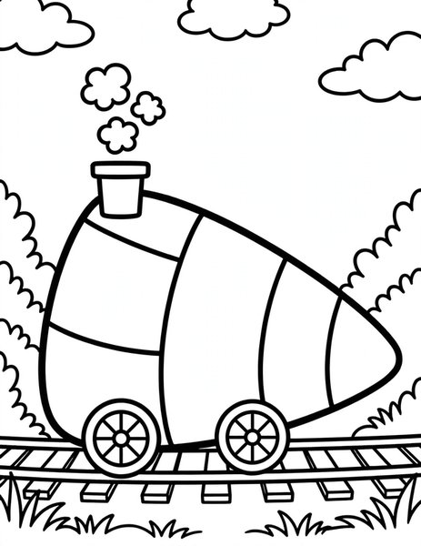 Candy Corn Train coloring page: A candy corn train chugs along.