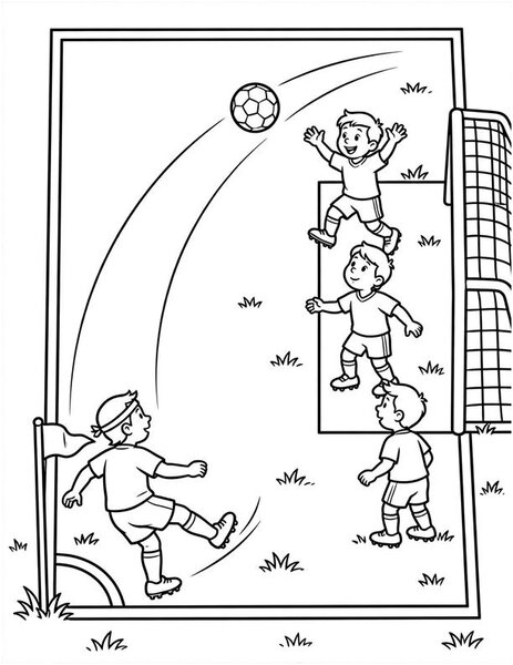Corner Kick coloring page: A player takes a curving corner kick.