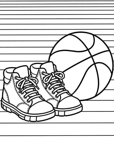 Court Shoes coloring page: Cool sneakers squeak on the court.