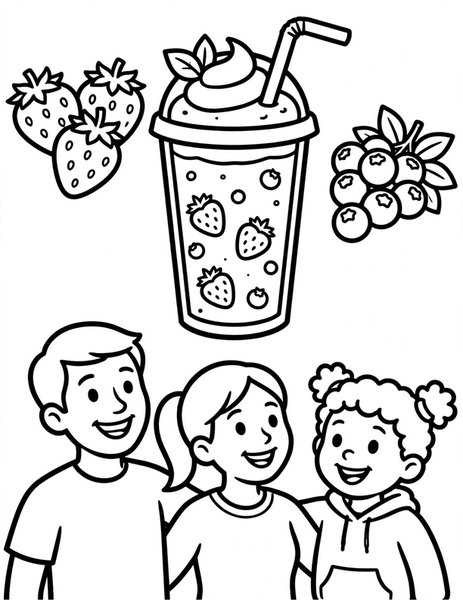 Fruit Smoothie coloring page: A blended berry smoothie.