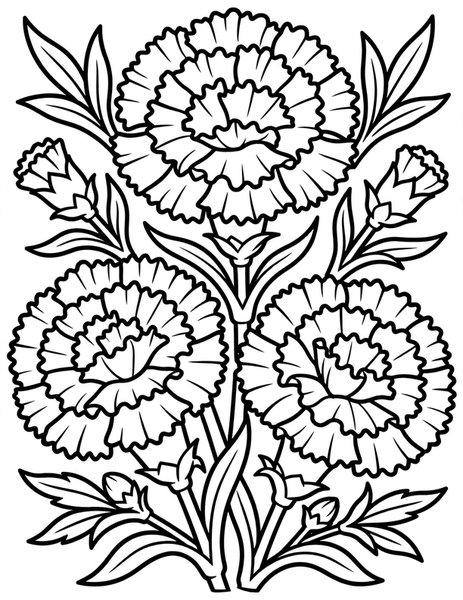Carnation Clap coloring page: Carnations clap their frilly petals.